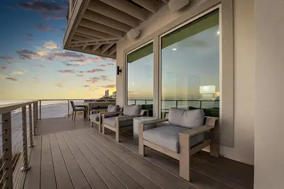 a balcony of a house with a view of the ocean at Sea Grove - Beachfront, Ocean Views & Balcony in Santa Rosa Beach