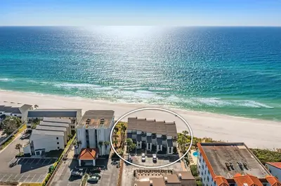 an aerial view of the beach and the ocean at Dune Villas 2A - Gulf Front Vacation Condominium with Shared Pool in Santa Rosa Beach