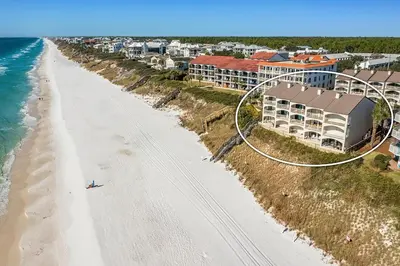 an aerial view of a resort on the beach at Dune Villas 2A - Gulf Front Vacation Condominium with Shared Pool in Santa Rosa Beach