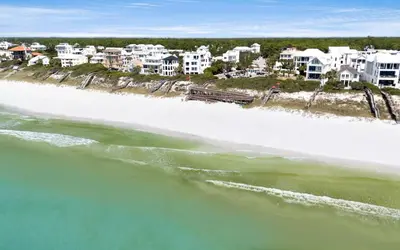 an aerial view of a beach with condos at Crown Jules in Santa Rosa Beach