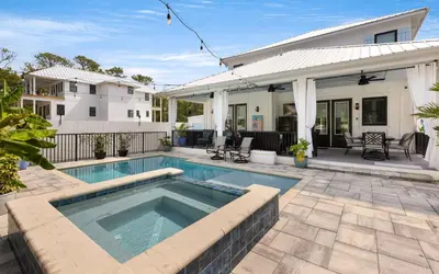 a swimming pool in the backyard of a house at Villa Dolce in Santa Rosa Beach