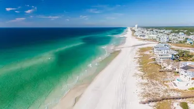 an aerial view of a beach with houses and the ocean at Beachside Villa 811 in Santa Rosa Beach
