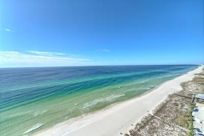 an aerial view of the ocean and a beach at Ocean Reef in Panama City Beach