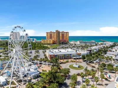 an aerial view of a city with a ferris wheel at Pet Friendly Beach House - Tropic Like It's Hot in Panama City Beach