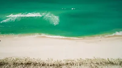 an overhead view of a beach and the ocean at Buoy Oh Buoy! Sun, Sand, and Smiles Await! Sleeps 8! in Panama City Beach