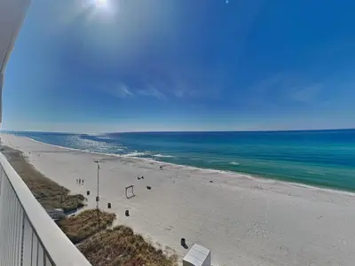 a view of the beach from a balcony at Tidewater Beach Resort #503 in Panama City Beach