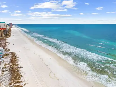 an aerial view of a beach with the ocean at Emerald Escape 2 - 3 Blocks to Beach in Panama City Beach