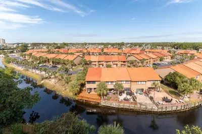 an aerial view of a resort on the river at Gulf Highlands #134F in Panama City Beach