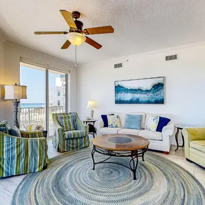 Gulf-front 3-bedroom condo with balconies off each bedroom & pickleball