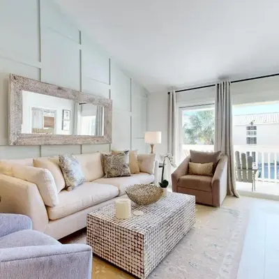 Courtyard view condo with private beach access private balcony & free WiFi