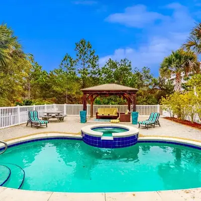 Luxury home with private saltwater pool spa gazebo & deck - walk to beach