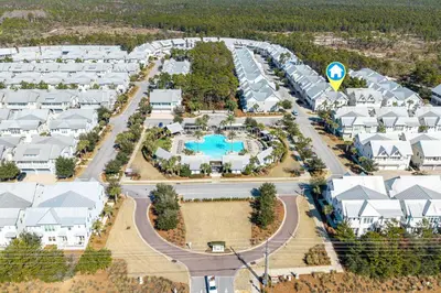 an aerial view of a resort at Prominence- 3 BR, steps to the resort style pool, Big Chill & Bikes in Santa Rosa Beach