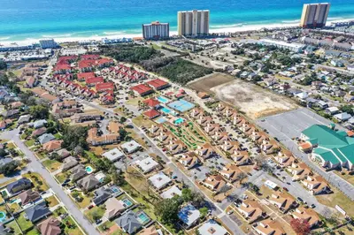 an aerial view of a city and the ocean at Horizon South by Panhandle Getaways in Panama City Beach