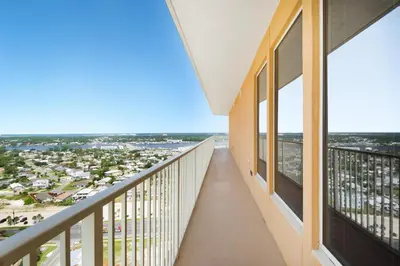 a balcony with a view of a city at Treasure Island 2212 in Panama City Beach