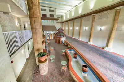 an overhead view of a hallway in a building at Shores of Panama by Panhandle Getaways in Panama City Beach