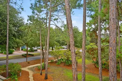a view of a park with trees and a road at Captain's Cottage in Watersound Beach