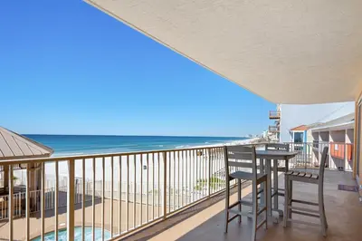 a balcony with a view of the ocean at Treasure Island 0212 in Panama City Beach