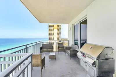a balcony with a view of the ocean at Panama City Beachfront Condo with Breathtaking Views in Panama City Beach