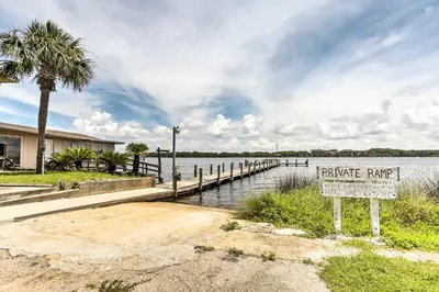 a privatearmac sign in front of a body of water at Cute PCB Condo by Lake Powell with Pool Access! in Panama City Beach