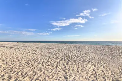 a sandy beach with a view of the ocean at Resort Pool, Gym and Hot Tub Beachfront PCB Condo! in Panama City Beach