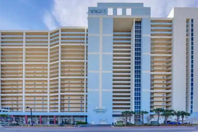 a rendering of a tall building at Resort Amenities Beachfront Panama City Condo! in Panama City Beach