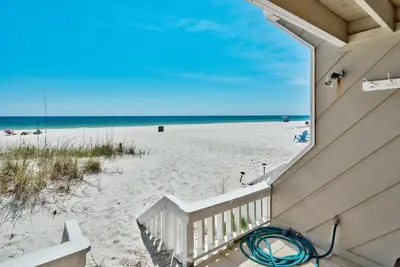 a view of the beach from a house at Pirate Cove Villa 117 - 825255 in Panama City Beach