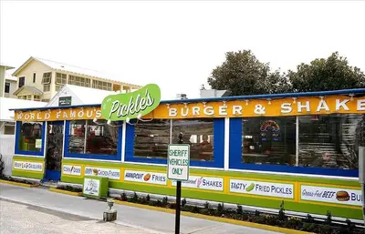 a burger and shake restaurant on the side of a street at Inn to the Mystic in Santa Rosa Beach