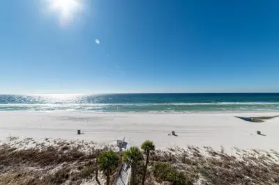 a beach with people on the sand and the ocean at Edgewater W404 'Sandpiper' in Panama City Beach
