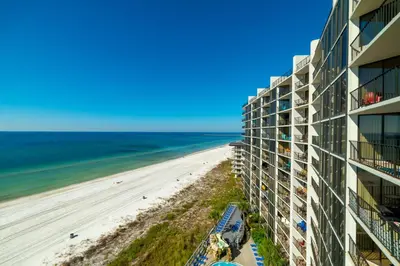 a view of a building and the beach at Edgewater 2-0904 'Sea Breeze' in Panama City Beach