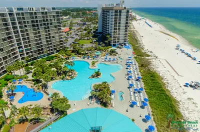 an aerial view of the resort and the beach at Edgewater W608 'Sea Forever' in Panama City Beach