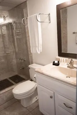 a bathroom with a toilet and a sink and a shower at Sunbird 908E 'High Tides' in Panama City Beach