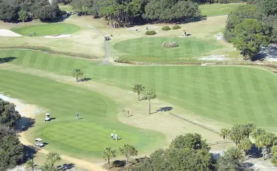 an overhead view of a group of golf courses at Emerald Beach 1535 in Panama City Beach
