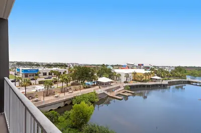a view of a river from a balcony at Laketown Wharf 335! 1 BD, 2 Bathroom with Amazing Amenities in Panama City Beach