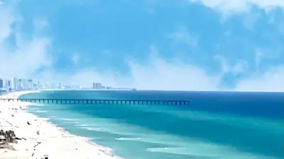 a view of a beach with people and the ocean at Marisol 1001 in Panama City Beach