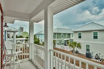 a view from the porch of a vacation home at Hook, Wine & Sinker - Private Pool! Brand New! in Panama City Beach