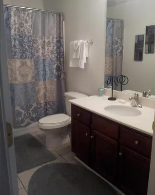a bathroom with a toilet and a sink at Tropic Winds Condo in Panama City Beach