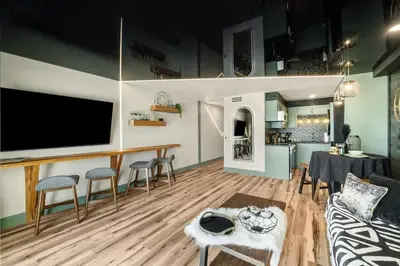a living room with a couch and a table at The Summit 1107 in Panama City Beach