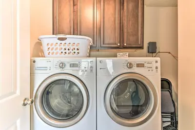 a laundry room with a washer and dryer at Half Mi to Inlet Beach Home with Grill and Fire Pit in Inlet Beach