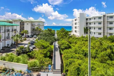 an aerial view of a city with buildings and the ocean at Seagrove Highlands by Panhandle Getaways in Santa Rosa Beach