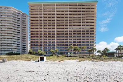 a view of two tall buildings on the beach at Hidden Dunes 1603 in Panama City Beach
