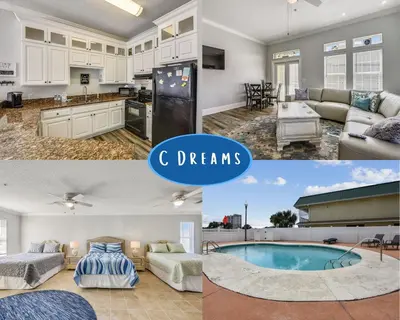 a collage of photos of a kitchen and a house at C Dreams by Book That Condo in Panama City Beach