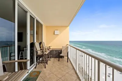 a balcony with a view of the ocean at Majestic Beach Resort #1307-1 by Book That Condo in Panama City Beach