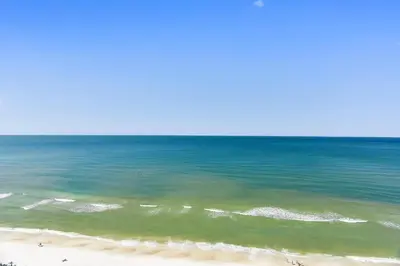 an aerial view of the beach and the ocean at Ocean Villa Condos #1801 by Book That Condo in Panama City Beach