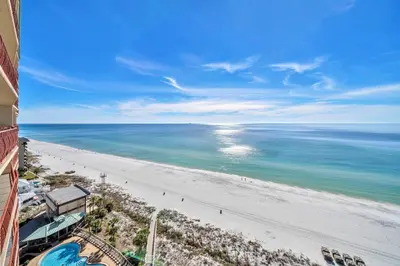 a view of the beach from a condo at Hidden Dunes 1401 in Panama City Beach
