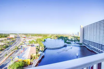 a view of a river from a building at BEAUTIFUL 3 BD Laketown Wharf 1133- Best Amenities! in Panama City Beach