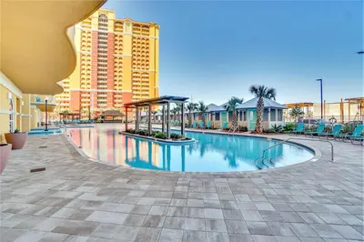 a swimming pool in the middle of a building at Calypso Beach Resort Tower 3 Rentals in Panama City Beach