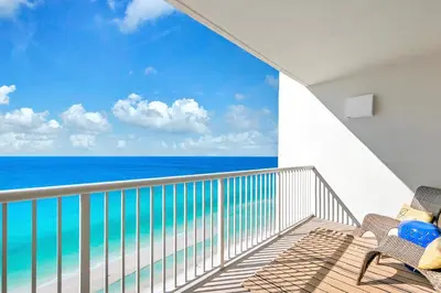 a balcony with a view of the ocean at Majestic Beach Towers 1-2109 in Panama City Beach