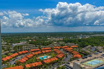 an aerial view of a resort with a pool at Majestic Beach Towers 1-2109 in Panama City Beach