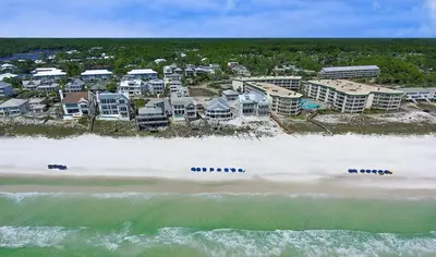 an aerial view of a resort on the beach at Ocean Air Upper West Private Beach Unit on 30A in Santa Rosa Beach