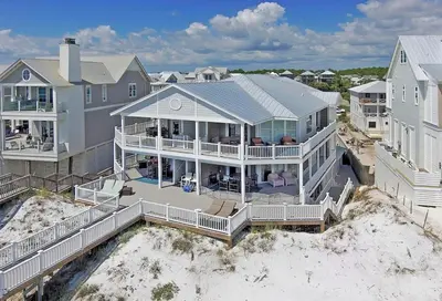 an aerial view of a house on the beach at Ocean Air Upper West Private Beach Unit on 30A in Santa Rosa Beach